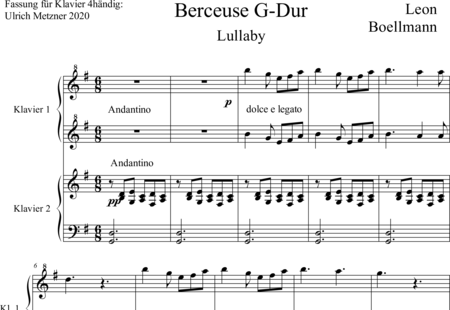 Boëllmann, Léon: Berceuse G-Dur - Klavier>4händig:0