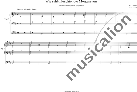 Kuntze, Karl: WIe schön leuchtet der Morgenstern - Orgel>mPed:0
