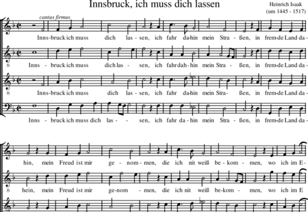 Isaac, Heinrich: Innsbruck, ich muß dich lassen (in F Major) - Choir>SATB:0