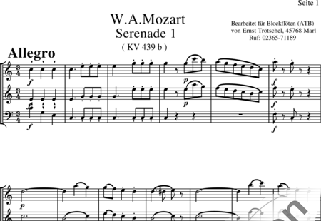 Mozart, Wolfgang Amadeus: Serenade, 1st mvt. (arr. for recorders ATB) - Recorder 3:0