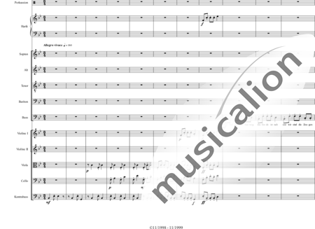 Mücher, Alwin: Sinfonie Nr. 3 "2000", 3. Satz: Tod ist der Ausweg - Chor>SATB+[Vl2]+[Fl+Ehn]+[Pk]+[Tb]+[Px]+Hf+[Ob+SxEs]+[Pos+TrpB]+[Fg]+[Kb+Vc+Vla]+[Klar]:1