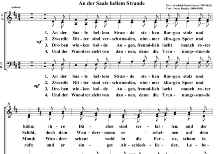 Fesca, Friedrich Ernst: An der Saale hellem Strande (At the fair banks of the Saale) - Coro>SATB:0
