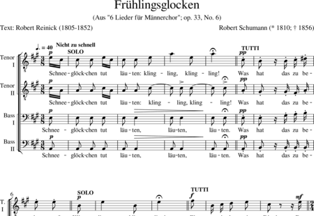 Schumann, Robert: Frühlingsglocken - Chor>TTTBBB:0
