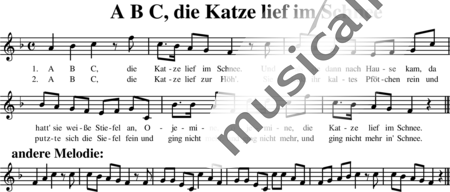 Anonymus, Unknown: ABC - die Katze lief im Schnee - Solo>x:0