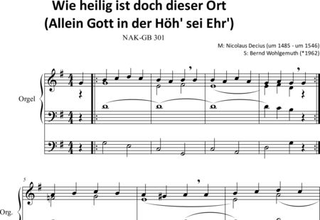 Decius, Nikolaus: How Sacred is this Place - Alone to God in the Highest Be Glory - Organ>wped:0