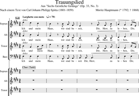 Hauptmann, Moritz: Trauungslied - Solo>Sop/Alt/Ten/Bass+Chor>SATB:0