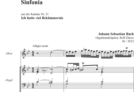 Bach, Johann Sebastian: Sinfonia - Oboe+Orgel>mPed 2:0