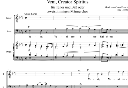 Franck, César
: Veni creator Spiritus for TB and Organ - Coro>TB+Órgano>cPed:0
