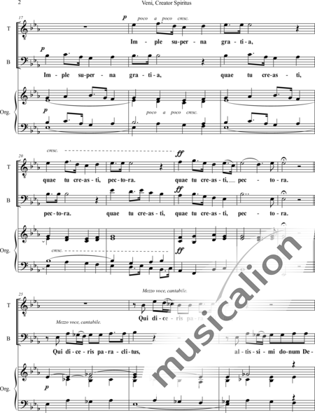 Franck, César
: Veni creator Spiritus for TB and Organ - Coro>TB+Órgano>cPed:2