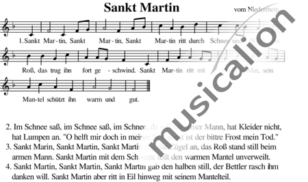 Anonymus, Unknown: Sankt Martin ritt durch Schnee und Wind (German folk song for St. Martin's Day) - Solo>x:0