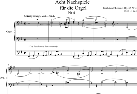 Lorenz, Karl Adolf: Nachspiel e-moll (Postlude E-minor) - Órgano>cPed:0