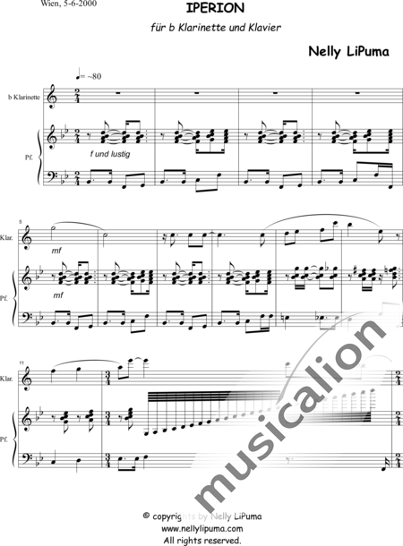 LiPuma, Nelly: Iperion for b clarinet and piano - Clarinet B+Piano:3