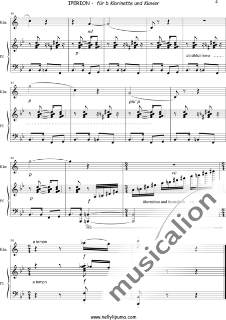 LiPuma, Nelly: Iperion for b clarinet and piano - Clarinet B+Piano:6