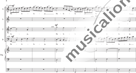 Schäfer, Martina: Halleluja 1 - Solo>Sop/Alt/Ten/Bass+Chor>SATB+OrgmP:7