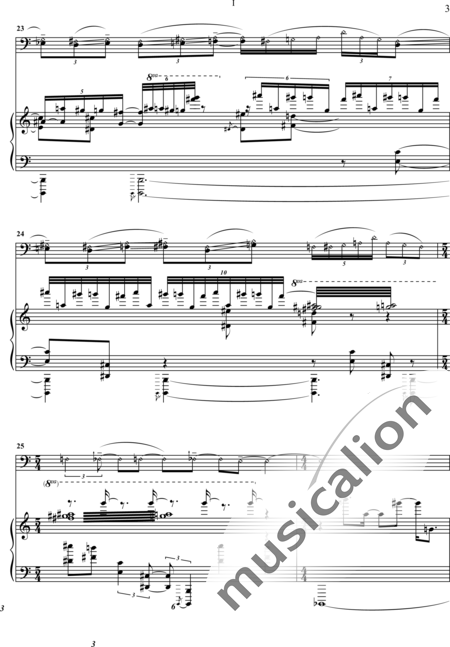 Apollonov, Pyotr: NACHTMUSIK. 4 movements (variations) for cello, piano and tape-NACHTMUSIK. 1st m - Violoncello+Piano:3
