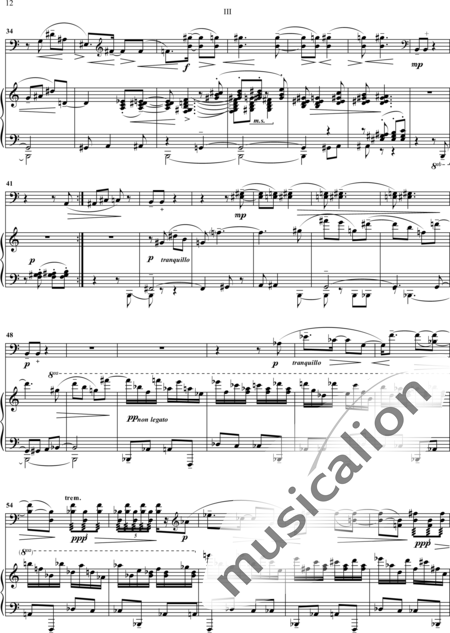 Apollonov, Pyotr: NACHTMUSIK. 4 movements (variations) for cello, piano and tape-NACHTMUSIK. 3rd m - Violoncello+Piano:2
