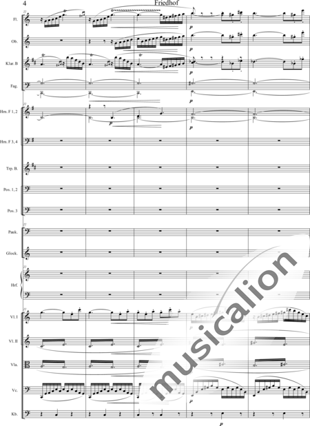 Humperdinck, Engelbert: Cemetery (seventh image) - Oboe C+Trumpet B+Harp+Glockenspiel+[HnF4+TbnC3]+[ClB2]+[Vln2]+[BnC2+FlC2]+[Vla+Vlc+Db]+Tmp:4