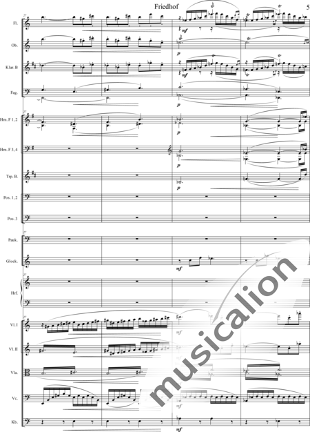 Humperdinck, Engelbert: Cemetery (seventh image) - Oboe C+Trumpet B+Harp+Glockenspiel+[HnF4+TbnC3]+[ClB2]+[Vln2]+[BnC2+FlC2]+[Vla+Vlc+Db]+Tmp:5
