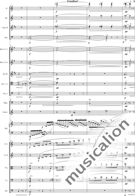 Humperdinck, Engelbert: Cemetery (seventh image) - Oboe C+Trumpet B+Harp+Glockenspiel+[HnF4+TbnC3]+[ClB2]+[Vln2]+[BnC2+FlC2]+[Vla+Vlc+Db]+Tmp:9