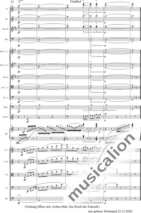 Humperdinck, Engelbert: Cemetery (seventh image) - Oboe C+Trumpet B+Harp+Glockenspiel+[HnF4+TbnC3]+[ClB2]+[Vln2]+[BnC2+FlC2]+[Vla+Vlc+Db]+Tmp:12