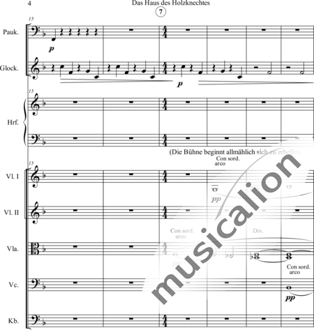 Humperdinck, Engelbert: The House of the Lumberjack (First image) - Harp+[Vln2+Vla+Vlc+Db]+[Gs+Tmp]:4