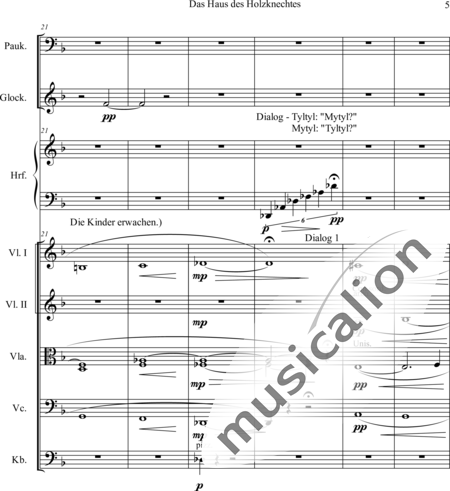 Humperdinck, Engelbert: The House of the Lumberjack (First image) - Harp+[Vln2+Vla+Vlc+Db]+[Gs+Tmp]:5
