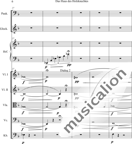 Humperdinck, Engelbert: The House of the Lumberjack (First image) - Harp+[Vln2+Vla+Vlc+Db]+[Gs+Tmp]:6