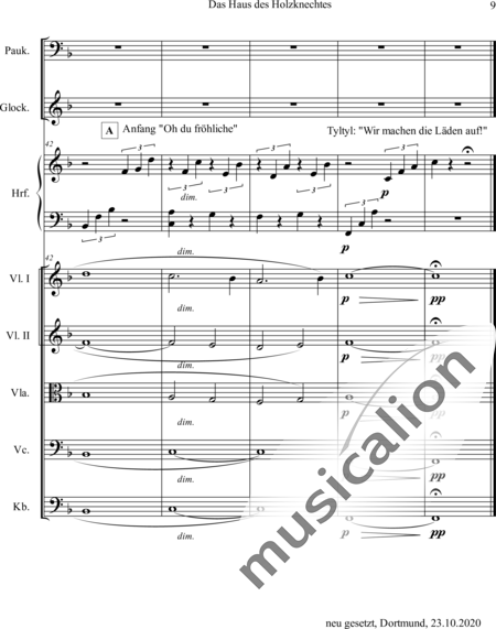 Humperdinck, Engelbert: The House of the Lumberjack (First image) - Harp+[Vln2+Vla+Vlc+Db]+[Gs+Tmp]:9