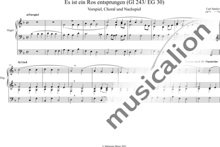 Sattler, Carl: Lo, how a rose e'er blooming, Prelude, Song and Postlude - Órgano>cPed:0