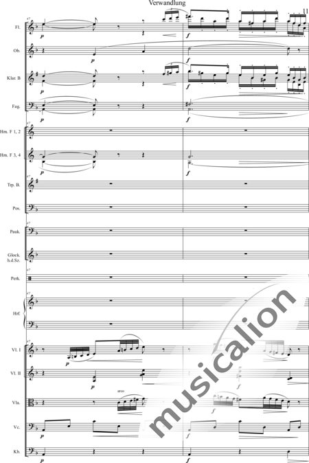 Humperdinck, Engelbert: Transformation (second image) - Harp+[HnF4+TbnC3]+[ClB2]+[Vln2]+[BnC2+FlC2+ObC]+[Vla+Vlc+Db]+[TptB]+[Gs+Perc+Tmp]:11