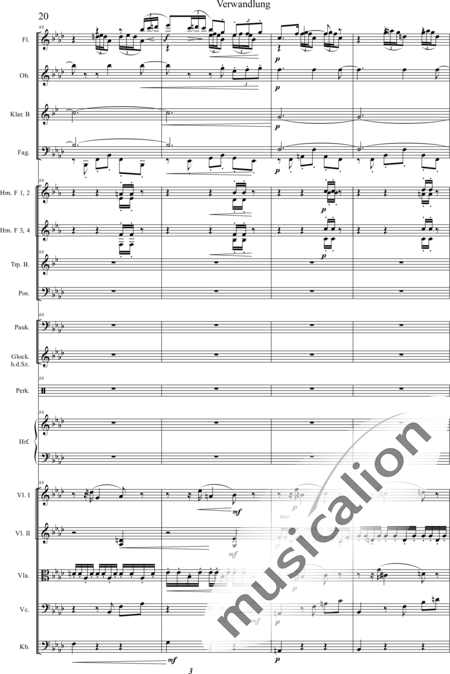 Humperdinck, Engelbert: Transformation (second image) - Harp+[HnF4+TbnC3]+[ClB2]+[Vln2]+[BnC2+FlC2+ObC]+[Vla+Vlc+Db]+[TptB]+[Gs+Perc+Tmp]:20