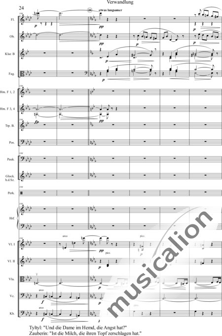 Humperdinck, Engelbert: Transformation (second image) - Harp+[HnF4+TbnC3]+[ClB2]+[Vln2]+[BnC2+FlC2+ObC]+[Vla+Vlc+Db]+[TptB]+[Gs+Perc+Tmp]:24