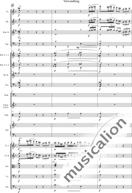 Humperdinck, Engelbert: Transformation (second image) - Harp+[HnF4+TbnC3]+[ClB2]+[Vln2]+[BnC2+FlC2+ObC]+[Vla+Vlc+Db]+[TptB]+[Gs+Perc+Tmp]:32