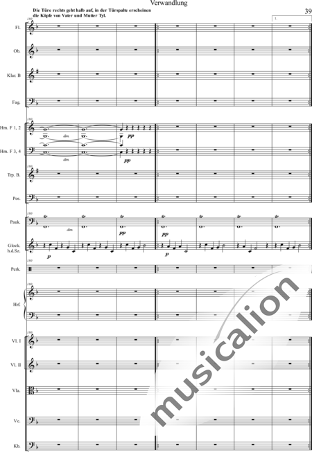 Humperdinck, Engelbert: Transformation (second image) - Harp+[HnF4+TbnC3]+[ClB2]+[Vln2]+[BnC2+FlC2+ObC]+[Vla+Vlc+Db]+[TptB]+[Gs+Perc+Tmp]:39