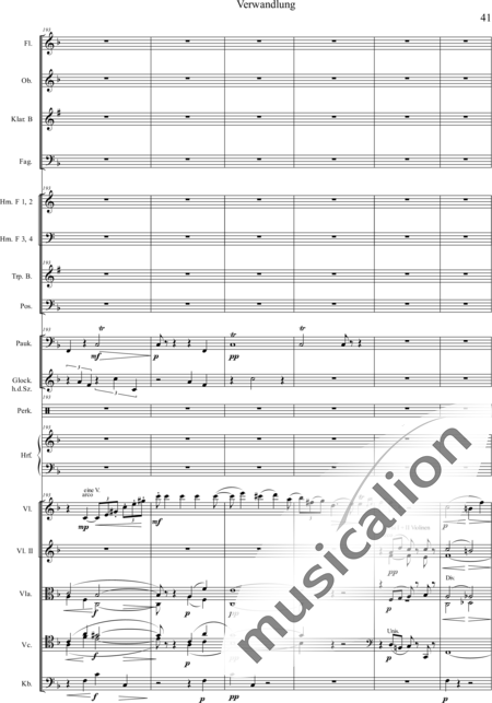 Humperdinck, Engelbert: Transformation (second image) - Harp+[HnF4+TbnC3]+[ClB2]+[Vln2]+[BnC2+FlC2+ObC]+[Vla+Vlc+Db]+[TptB]+[Gs+Perc+Tmp]:41