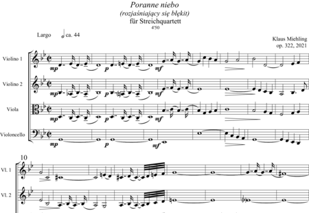 Miehling, Klaus: Poranne niebo (rozjaśniający się błękit) - Violin 2+[Vla+Vlc]:0