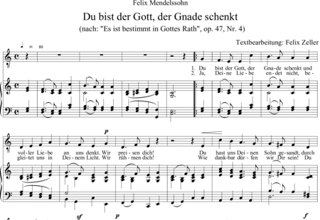 Mendelssohn Bartholdy, Felix: Du bist der Gott, der Gnade schenkt (You are the God who gives Grace) - Solo>bass+Organ:0