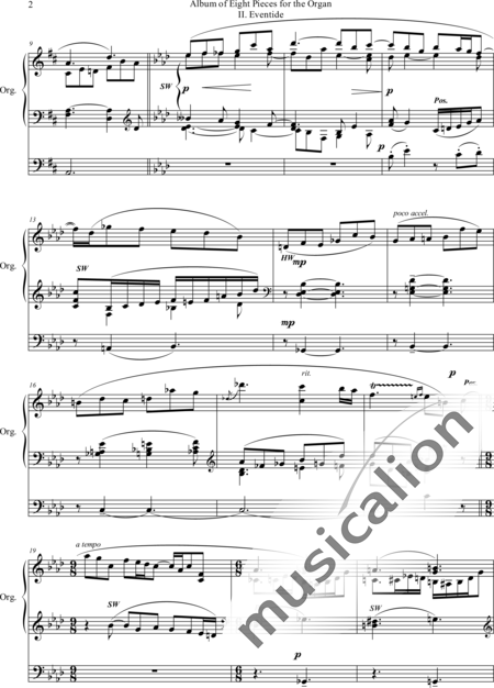 Harwood, Basil: Album of Eight Pieces for the Organ II. Eventide - Orgel>mPed:2