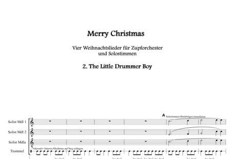 Anonymus, Unbekannt: The Little Drummer Boy (3Melod/2Mand/Mandola/Git/B) - Mandoline 6+Git+Kb:0