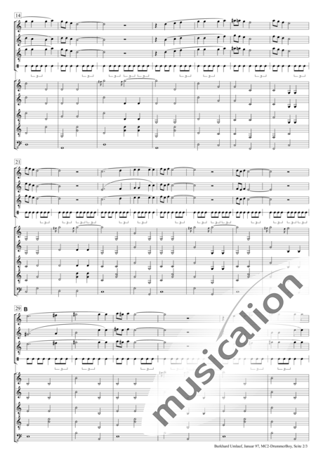 Anonymus, Unbekannt: The Little Drummer Boy (3Melod/2Mand/Mandola/Git/B) - Mandoline 6+Git+Kb:2