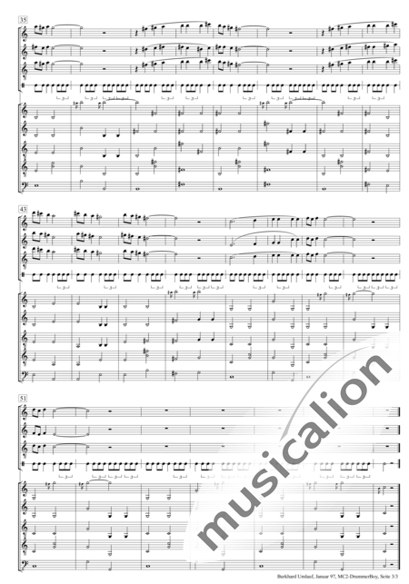 Anonymus, Unbekannt: The Little Drummer Boy (3Melod/2Mand/Mandola/Git/B) - Mandoline 6+Git+Kb:3