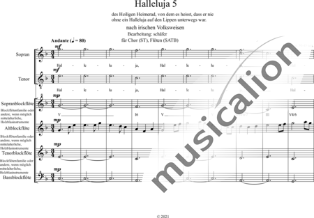 Anónimo, desconocido: Halleluja 5 - Coro>ST+Flauta dulce 4:0