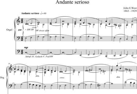 West, John Ebenzer: Andante serioso - Órgano>cPed:0