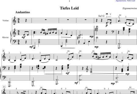 Anónimo, desconocido: Tiefes Leid (Deep Sorrow) - Violín+Piano:0