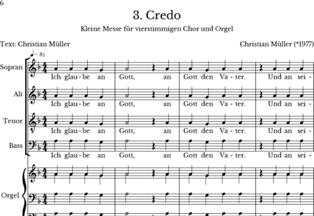 Müller, Christian: Kleine Messe für vierstimmigen Chor und Orgel-3. Satz: Credo - Chor>SATB+Orgel>mPed:0