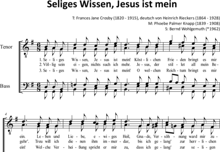 Knapp, Phoebe Palmer: Seliges Wissen, Jesus ist mein (Blessed assurance, Jesus is mine) - Choir>TTBB:0