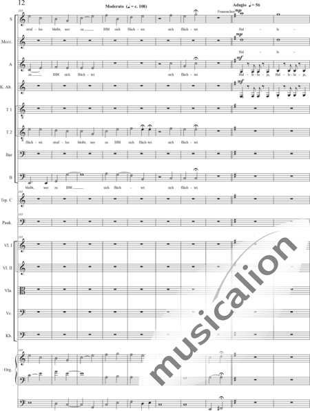 Schäfer, Martina: Act 3, Scene 3 An Envious Priest - Choir>SSAATTBB+[Vln2+Vla+Vlc+Db]+TptC+Org+Tmp:12