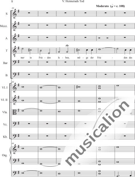 Schäfer, Martina: 5. Akt Heimerads Tod - Chor>SSATBB+[Vl2+Vla+Vc+Kb]+OrgmP:8