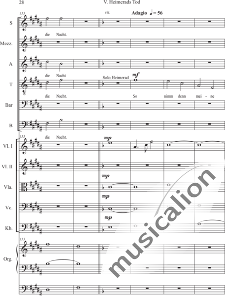 Schäfer, Martina: 5. Akt Heimerads Tod - Chor>SSATBB+[Vl2+Vla+Vc+Kb]+OrgmP:28
