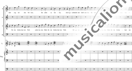 Schäfer, Martina: I. Akt Kindheit und Jugend, Szene I.2. Im Dienst einer vornehmen Dame - Solo>Sop2/Ten/Bass+Chor>SATB+Ob+Org+Lt:8